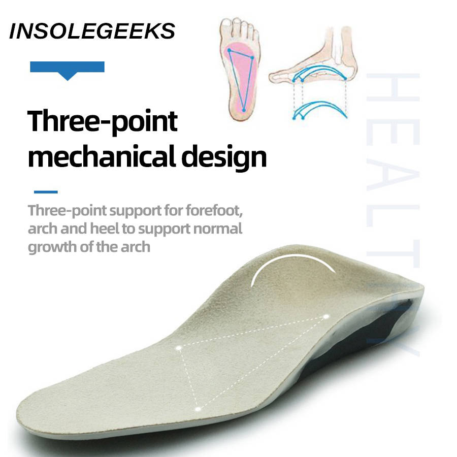3D Orthopedic Insoles For Children Kids Arch Support Insoles Flat Foot X/O Leg Orthotic Shoe Heel PU Pad Inserts