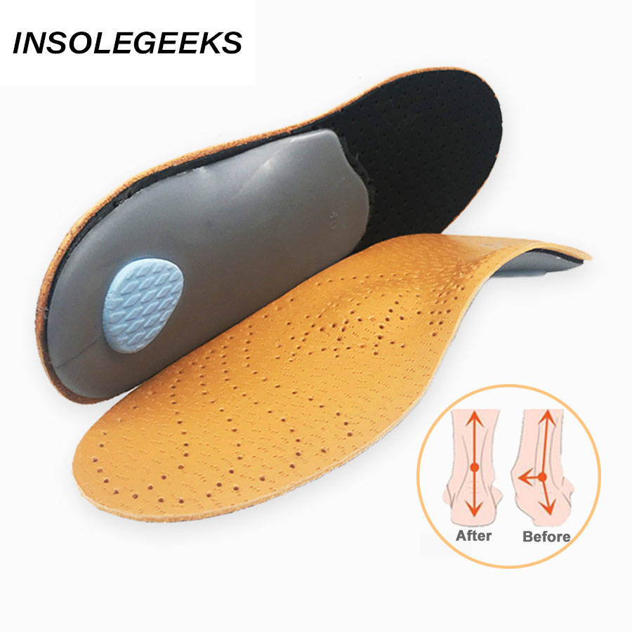 2 pairs Hot sales Leather orthotics Insole for Flat Foot Arch Support 25mm orthopedic Silicone Insoles men and women shoe pad