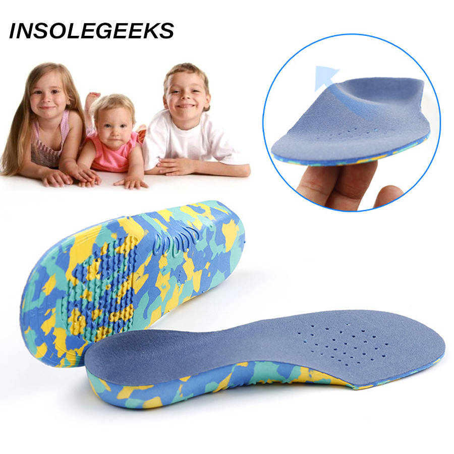 Children Arch Orthopedic corrigibil Insoles Full Length Orthotics Shoe Inserts for Flat Feet Sweat-absorbent Insoles