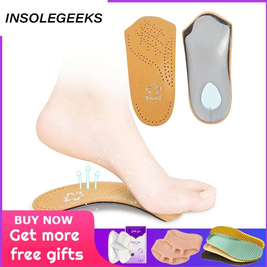 3/4 length Leather insole Flat Foot Orthotic insoles Arch Support 2.5cm Half Shoe Pad Orthopedic Insoles shoes women men
