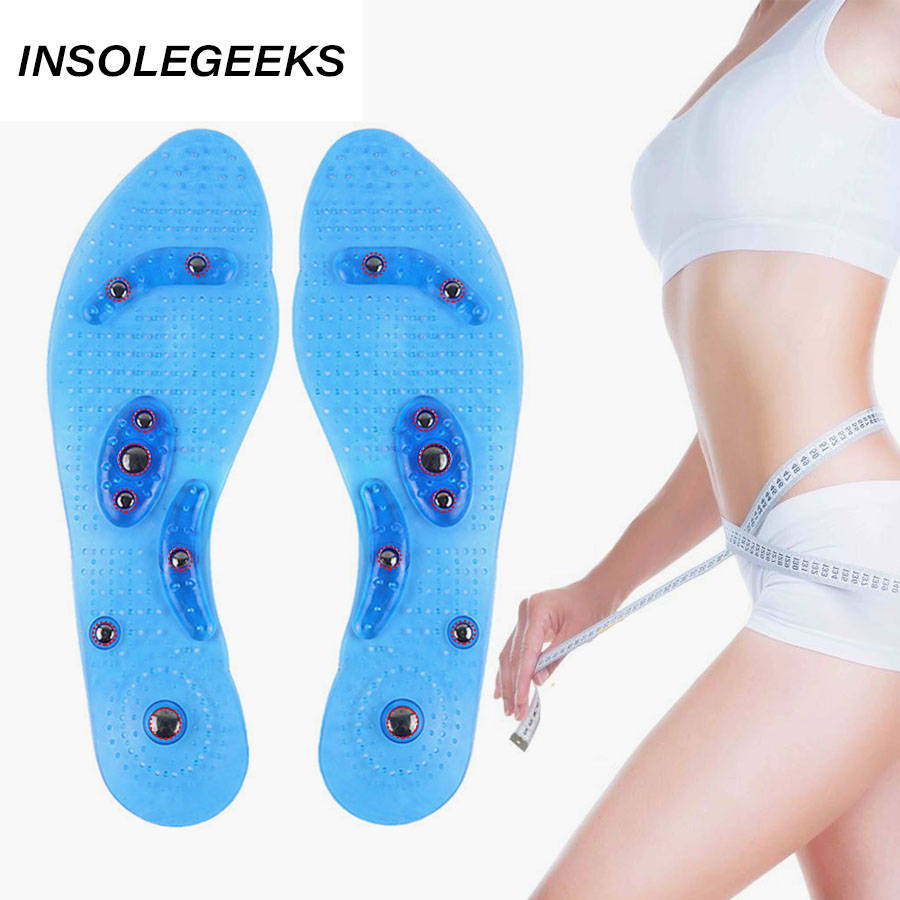 Acupressure Magnetic Foot Therapy Reflexology Pain Relief Shoe Insoles Orthopedic 1pair Washable Cutable Silicone Shoe Insole
