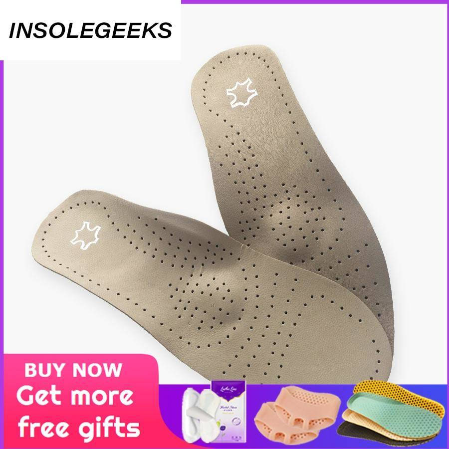 Genuine Leather orthotics Insole for Flat Foot Arch Support 25mm orthopedic Silicone Insoles for men and women shoes