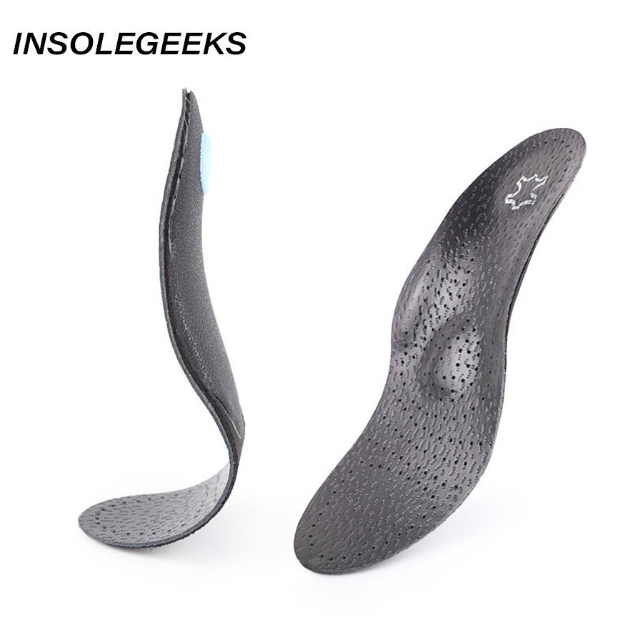 High quality Leather orthotic insole for Flat Feet Arch Support orthopedic shoes sole Insoles for feet men and women OX Leg