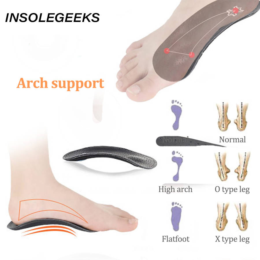 3/4 length Leather orthotic insole for Flat Feet Arch Support orthopedic shoes sole Insoles for feet men and women foot care