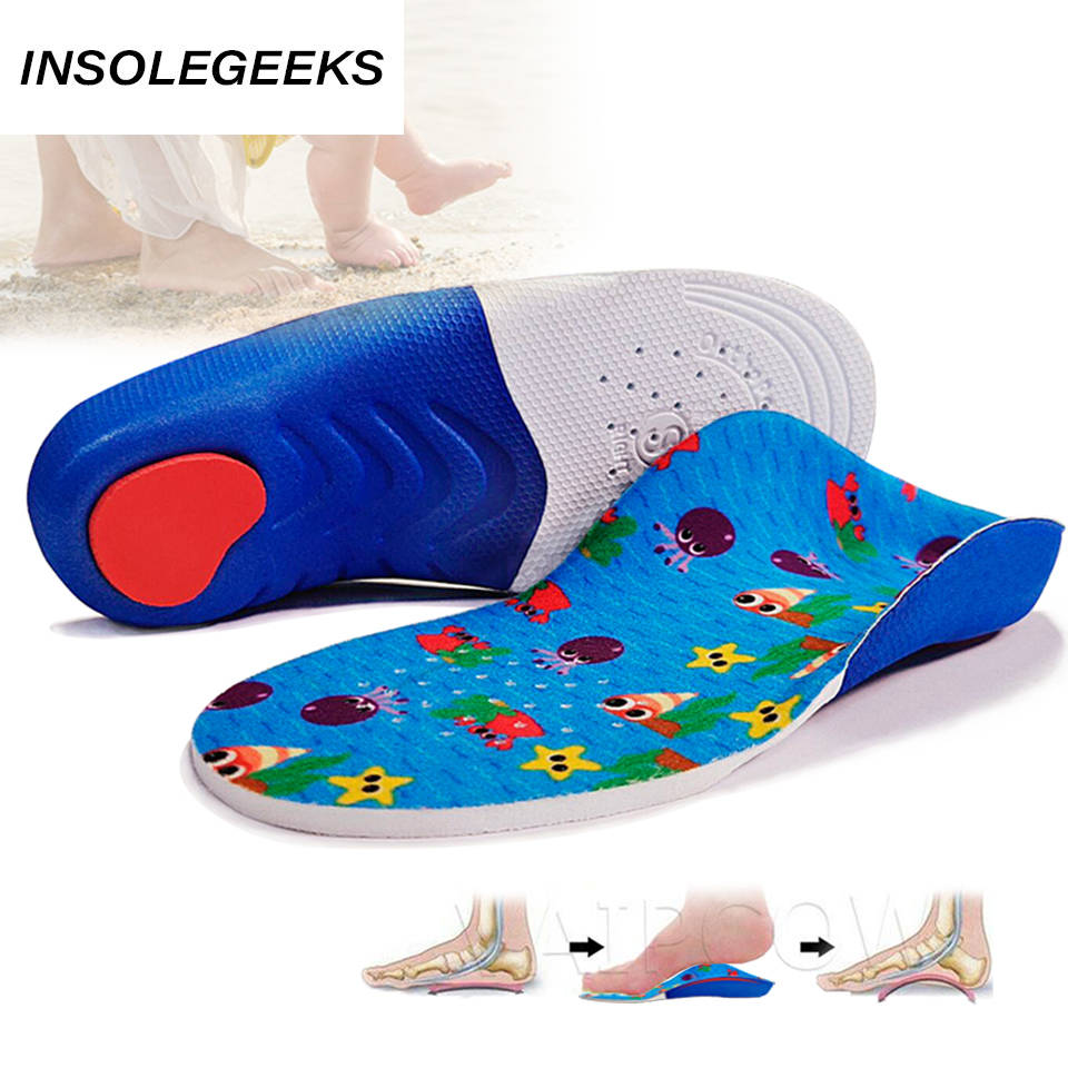 Kids Children Flat Feet Insoles Arch Support 4cm Orthotic Orthopedic Shoe Inserts for X/O Legs Shoe Heel fixed Pads